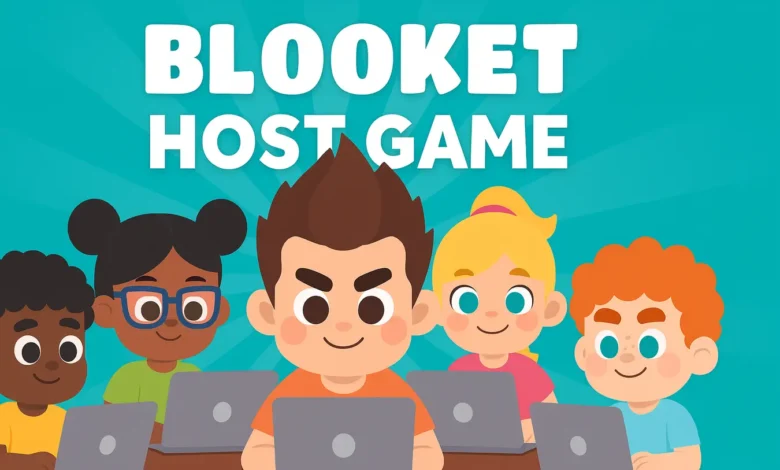 Teacher hosting Blooket game in classroom with engaged students cheering during Tower Defense mode, 2025 classroom technology
