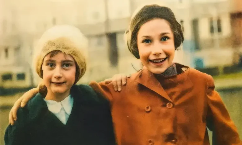 A portrait of young Gabi Goslar with sister Hannah in Amsterdam 1941; Holocaust child survivor now 85 in 2025