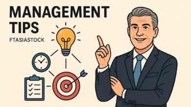 Visionary Asian leader overlooking Shanghai skyline at dawn, symbolizing unstoppable Management Tips Ftasiastock principles building business empire in 2026